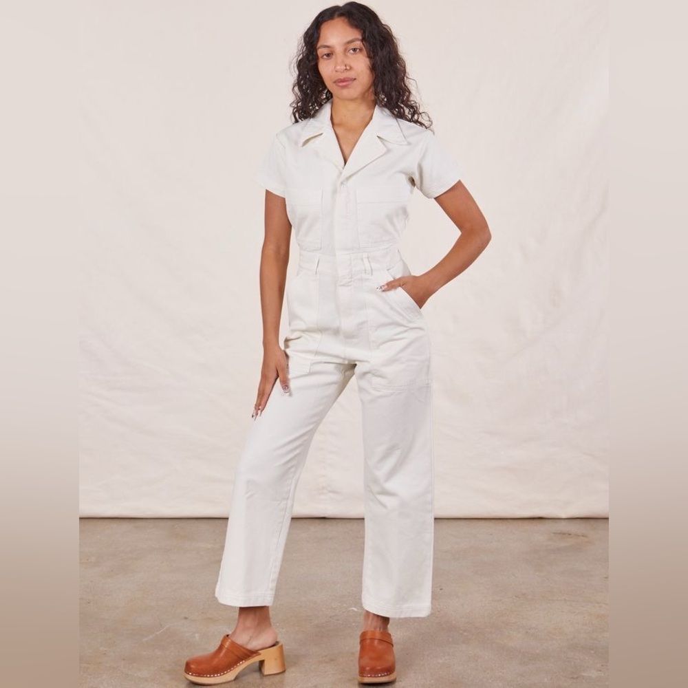 big bud press white short sleeve jumpsuit